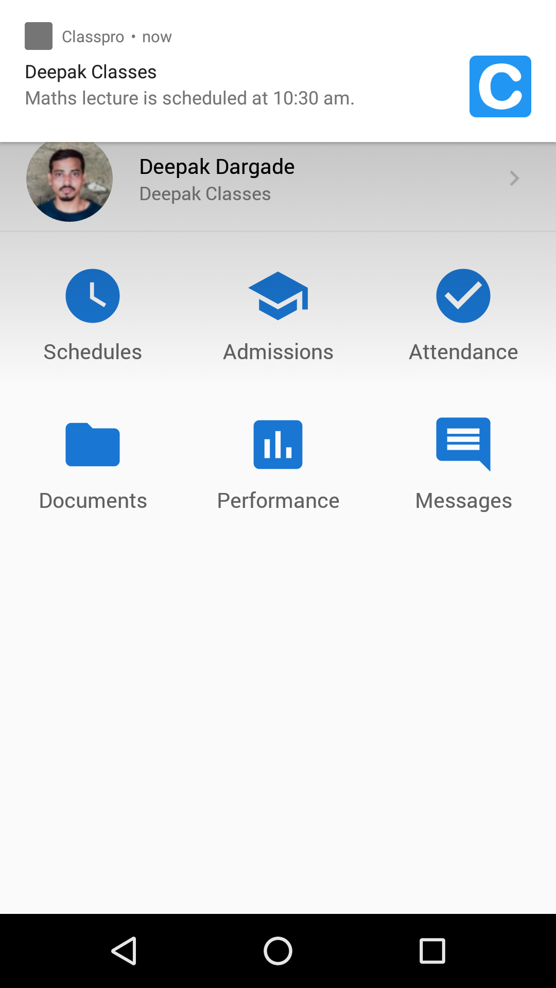 Classpro app notifications