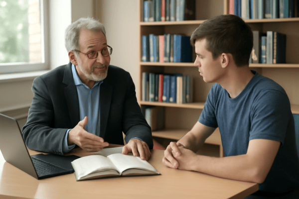 Teacher mentoring a student to improve student retention in a coaching institute